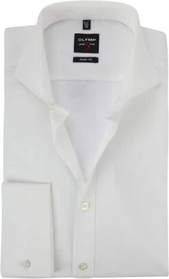 Olymp Body Fit Overhemd Dubbelmanchet Ecru -Kleding Kortingswinkel 12580 7 1