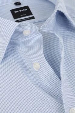 OLYMP Luxor Shirt SL7 Modern Fit Blauw Ruit -Kleding Kortingswinkel 14249 2 1