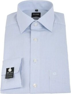 OLYMP Luxor Shirt SL7 Modern Fit Blauw Ruit -Kleding Kortingswinkel 14249 3