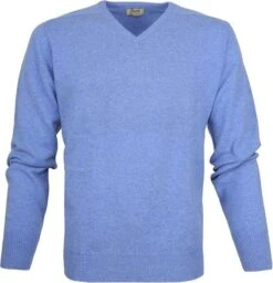 William Lockie Pullover Lamswol V Surf Mid Blue -Kleding Kortingswinkel 2625 4 1