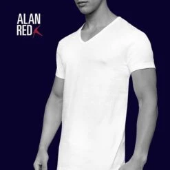 Alan Red Dean V-Hals T-Shirt Wit (2Pack) -Kleding Kortingswinkel 2706 13