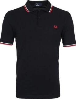 Fred Perry Polo Navy White Red -Kleding Kortingswinkel 5107 12 1