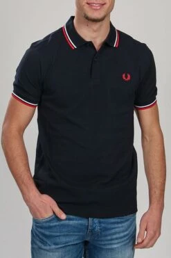 Fred Perry Polo Navy White Red -Kleding Kortingswinkel 5107 14