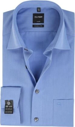 OLYMP Overhemd SL7 Blauw Chambray -Kleding Kortingswinkel 5344 3 1