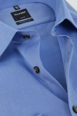 OLYMP Overhemd SL7 Blauw Chambray -Kleding Kortingswinkel 5344 4 1