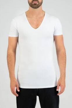 Slater 2-pack Stretch Diepe V-hals T-shirt Wit -Kleding Kortingswinkel 57112 8 1