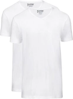Slater 2-pack Basic Fit T-shirt V-hals Wit
