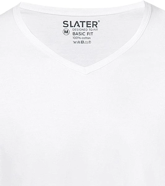 Slater 2-pack Basic Fit T-shirt V-hals Wit 6 Slater 2-pack Basic Fit T-shirt V-hals Wit - Afbeelding 4