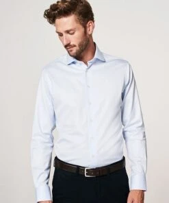 Profuomo Sky Blue Travel Shirt Blauw 9 Profuomo Sky Blue Travel Shirt Blauw -Kleding Kortingswinkel 58345 5