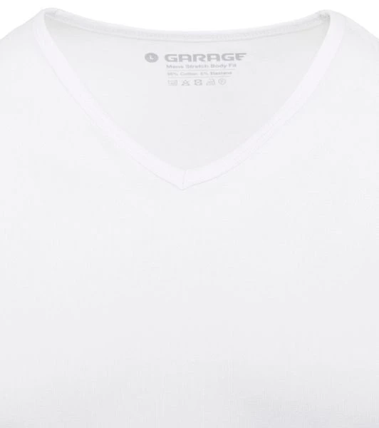 Garage Stretch Basic Wit V-Hals 5 Garage Stretch Basic Wit V-Hals - Afbeelding 3