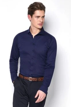 Desoto Overhemd Strijkvrij Navy 057 -Kleding Kortingswinkel 62943 8