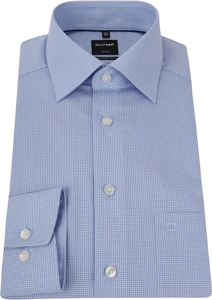 OLYMP Luxor MF Blauw Ruit Overhemd 5 OLYMP Luxor MF Blauw Ruit Overhemd - Afbeelding 3