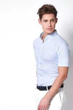Desoto Overhemd Korte Mouw Lichtblauw 051 -Kleding Kortingswinkel 63357 5