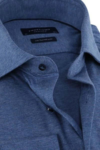 Profuomo Knitted Jersey Overhemd Blauw 7 Profuomo Knitted Jersey Overhemd Blauw - Afbeelding 5
