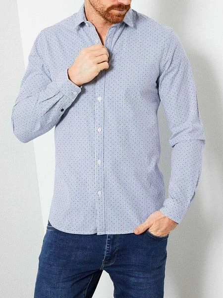 Petrol Overhemd Streep Stip Blauw 4 Petrol Overhemd Streep Stip Blauw - Afbeelding 2