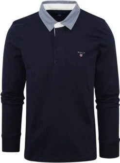 Gant Heavy Rugger Poloshirt LS Navy -Kleding Kortingswinkel 65320 5 1