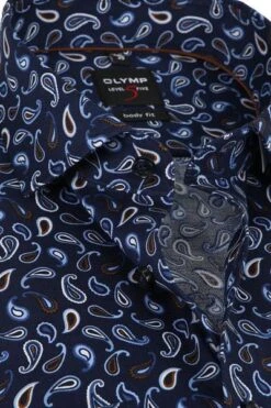 OLYMP Lvl 5 Overhemd Paisley Donkerblauw -Kleding Kortingswinkel 67086 2 1