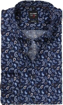 OLYMP Lvl 5 Overhemd Paisley Donkerblauw -Kleding Kortingswinkel 67086 5 1