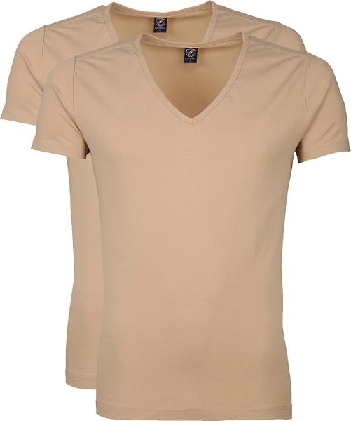Suitable T-shirt Beige Diepe V Hals Vitaru Stretch 2-Pack 3 Suitable T-shirt Beige Diepe V Hals Vitaru Stretch 2-Pack