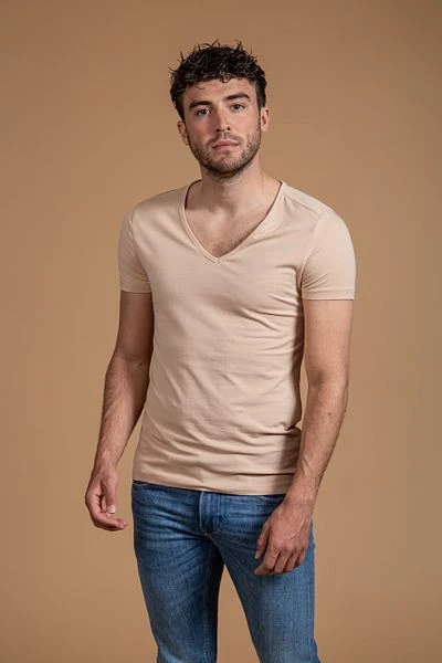 Suitable T-shirt Beige Diepe V Hals Vitaru Stretch 2-Pack 4 Suitable T-shirt Beige Diepe V Hals Vitaru Stretch 2-Pack - Afbeelding 2