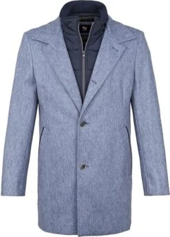 Suitable Geke Coat Wolmix Streep Blauw