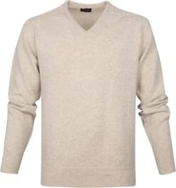 William Lockie V-Hals Lamswol Beige