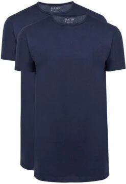 Slater 2-pack T-shirt Basic Extra Lang O-neck Navy -Kleding Kortingswinkel 68279 2 1