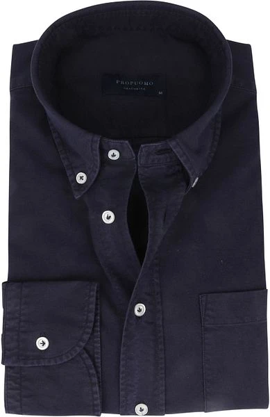 Profuomo Overhemd Garment Dyed Donkerblauw 4 Profuomo Overhemd Garment Dyed Donkerblauw - Afbeelding 2