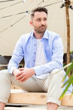 Suitable Overhemd WS Linnen Blauw -Kleding Kortingswinkel 69899 4