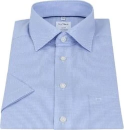 OLYMP Overhemd Luxor Korte Mouw Ruit Blauw -Kleding Kortingswinkel 70132 1 1