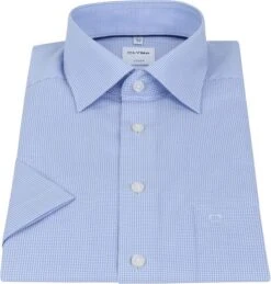 OLYMP Overhemd Luxor Korte Mouw Ruit Blauw -Kleding Kortingswinkel 70132 1
