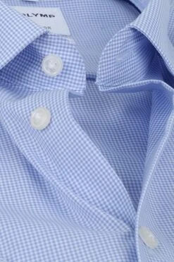 OLYMP Overhemd Luxor Korte Mouw Ruit Blauw -Kleding Kortingswinkel 70132 2 1
