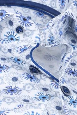 R2 Overhemd Extra Long Sleeve Fantasieprint Blauw 9 R2 Overhemd Extra Long Sleeve Fantasieprint Blauw -Kleding Kortingswinkel 70211 2