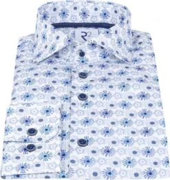 R2 Overhemd Extra Long Sleeve Fantasieprint Blauw 13 R2 Overhemd Extra Long Sleeve Fantasieprint Blauw -Kleding Kortingswinkel 70211 3 1