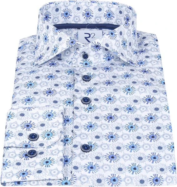 R2 Overhemd Extra Long Sleeve Fantasieprint Blauw 8 R2 Overhemd Extra Long Sleeve Fantasieprint Blauw - Afbeelding 6
