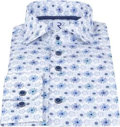 R2 Overhemd Extra Long Sleeve Fantasieprint Blauw 10 R2 Overhemd Extra Long Sleeve Fantasieprint Blauw -Kleding Kortingswinkel 70211 3