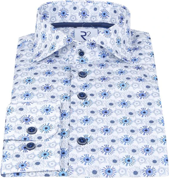 R2 Overhemd Extra Long Sleeve Fantasieprint Blauw 5 R2 Overhemd Extra Long Sleeve Fantasieprint Blauw - Afbeelding 3