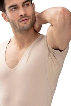 Mey Dry Cotton V-hals T-shirt Beige -Kleding Kortingswinkel 70288 3