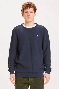 KnowledgeCotton Apparel Trui Field Donkerblauw -Kleding Kortingswinkel 70350 5