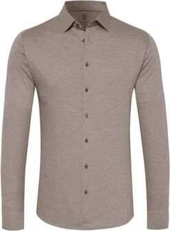 Desoto Overhemd Strijkvrij Modern Kent Lichtbruin -Kleding Kortingswinkel 70457 1 1