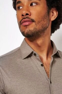 Desoto Overhemd Strijkvrij Modern Kent Lichtbruin -Kleding Kortingswinkel 70457 4