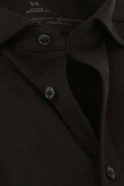 OLYMP Luxor Jersey Stretch Overhemd 24/Seven Zwart -Kleding Kortingswinkel 70779 2 1