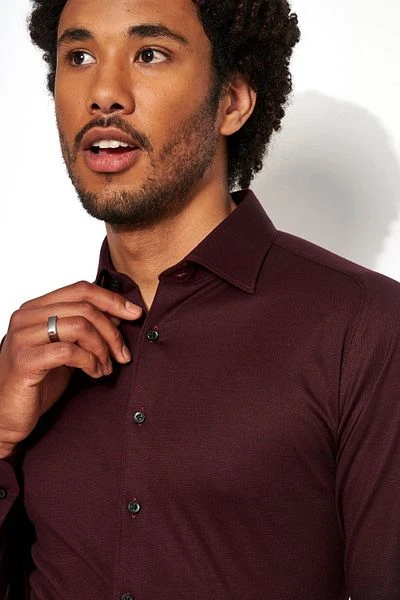 Desoto Overhemd Strijkvrij Modern Kent Donkerpaars 6 Desoto Overhemd Strijkvrij Modern Kent Donkerpaars - Afbeelding 4