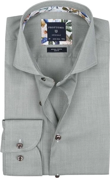 Profuomo SF Originale Strijkvrij Overhemd Groen 6 Profuomo SF Originale Strijkvrij Overhemd Groen - Afbeelding 4