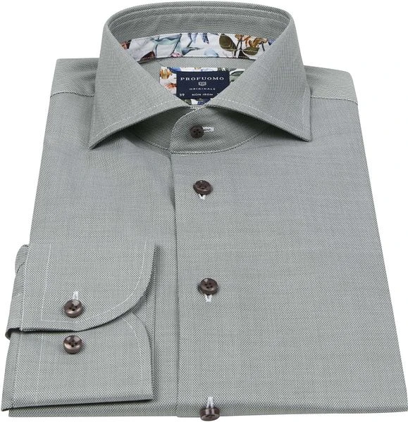 Profuomo SF Originale Strijkvrij Overhemd Groen 5 Profuomo SF Originale Strijkvrij Overhemd Groen - Afbeelding 3