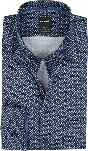 OLYMP Overhemd Luxor MF Grafisch Minimal Blauw 7 OLYMP Overhemd Luxor MF Grafisch Minimal Blauw - Afbeelding 5