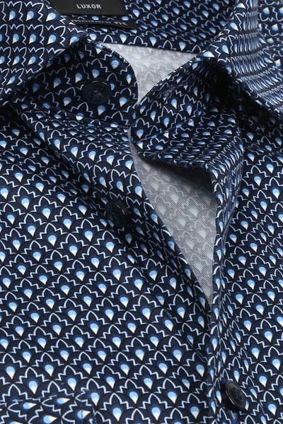 OLYMP Overhemd Luxor MF Grafisch Minimal Blauw 4 OLYMP Overhemd Luxor MF Grafisch Minimal Blauw - Afbeelding 2
