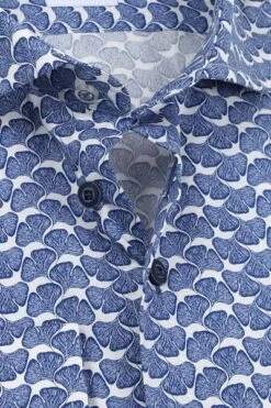 R2 Overhemd Extra Long Sleeve Planten Print Blauw -Kleding Kortingswinkel 71614 2 1