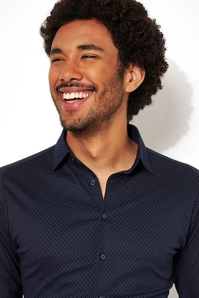 Desoto Overhemd Kent Grafische Print Donkerblauw 6 Desoto Overhemd Kent Grafische Print Donkerblauw - Afbeelding 4