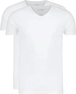 Slater 2-pack The Perfect T-shirt 10+10 V-Hals Wit -Kleding Kortingswinkel 71947 1 1